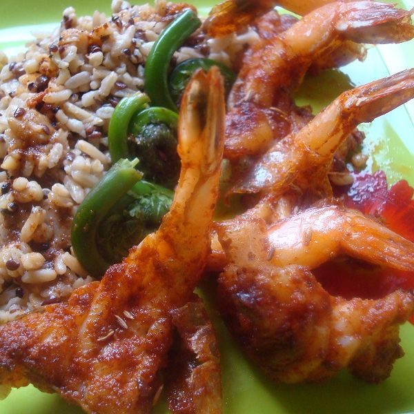 Moroccan Shrimp with Hearty Grain Pilaf